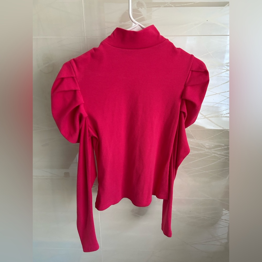 Hot Pink Ruffled Long Sleeve Top - Picture 2 of 3